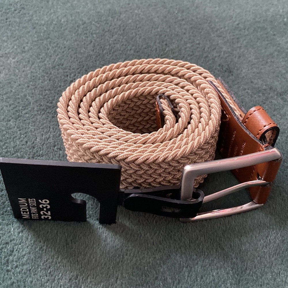 Khaki Woven Belt, Fits pants sizes 32-36